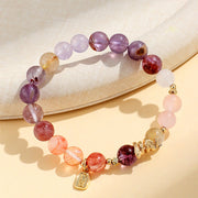 Buddha Stones Various Crystal Pink Crystal Amethyst Year Of The Snake Lucky Bracelet