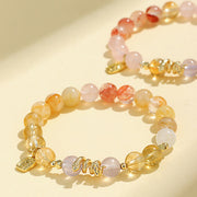 Buddha Stones Various Crystal  Pink Crystal Amethyst  Year Of The Snake Lucky Bracelet