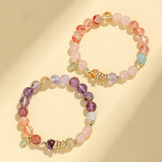 Buddha Stones Various Crystal  Pink Crystal Amethyst  Year Of The Snake Lucky Bracelet