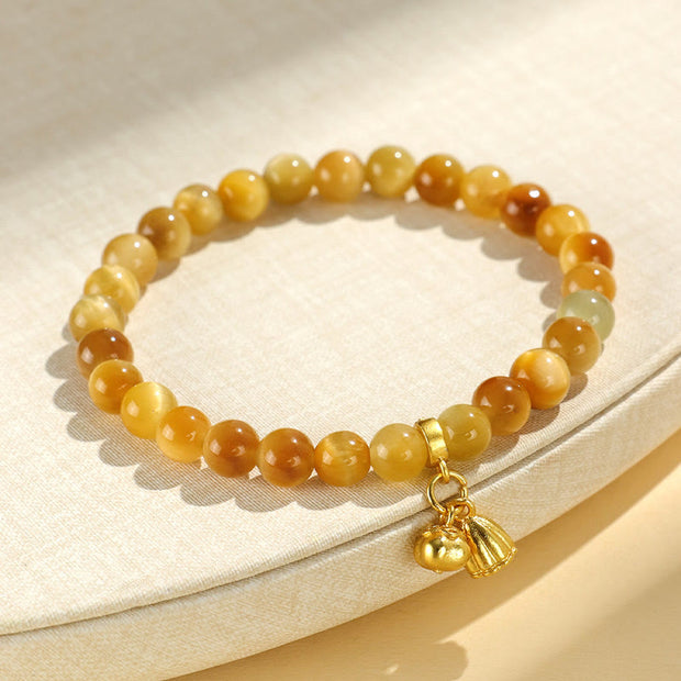 Buddha Stones Tiger Eye  Om Mani Padme Hum Ruyi Auspicious Charm Lucky Bracelet