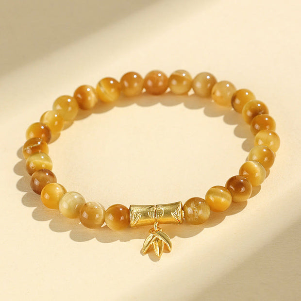 Buddha Stones Tiger Eye Fu Character Bamboo Koi Fish Lotus Om Mani Padme Hum Protection Bracelet Bracelet BS Bamboo Fu Character(Wrist Circumference: 14-16cm)