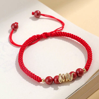 Buddha Stones Goldstone Handmade Year Of Snake String Protection Braided  Bracelet