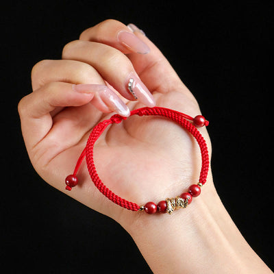 Buddha Stones Cinnabar Handmade Year Of Snake String Protection Braided Bracelet