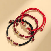 Buddha Stones Cinnabar Handmade Year Of Snake String Protection Braided Bracelet Bracelet BS 4