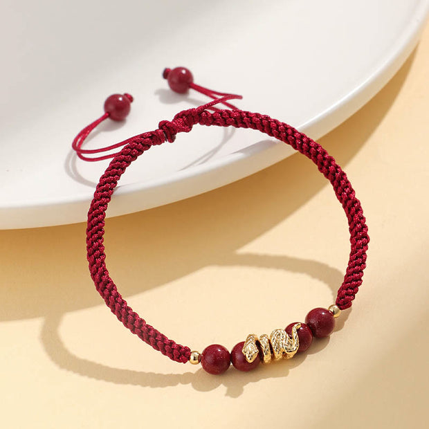 Buddha Stones Goldstone Handmade Year Of Snake String Protection Braided  Bracelet