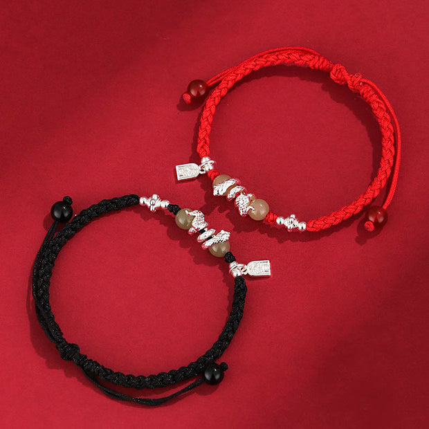 FREE Today: Protection Strength Hetian Jade Year of the Snake String Braided Bracelet