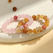 Buddha Stones Various Crystal Rose Quartz Purple Phantom Year Of The Snake Passionate Generosity Bracelet Bracelet BS 3