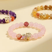 Buddha Stones Various Crystal Rose Quartz Purple Phantom Year Of The Snake Passionate Generosity Bracelet Bracelet BS 21