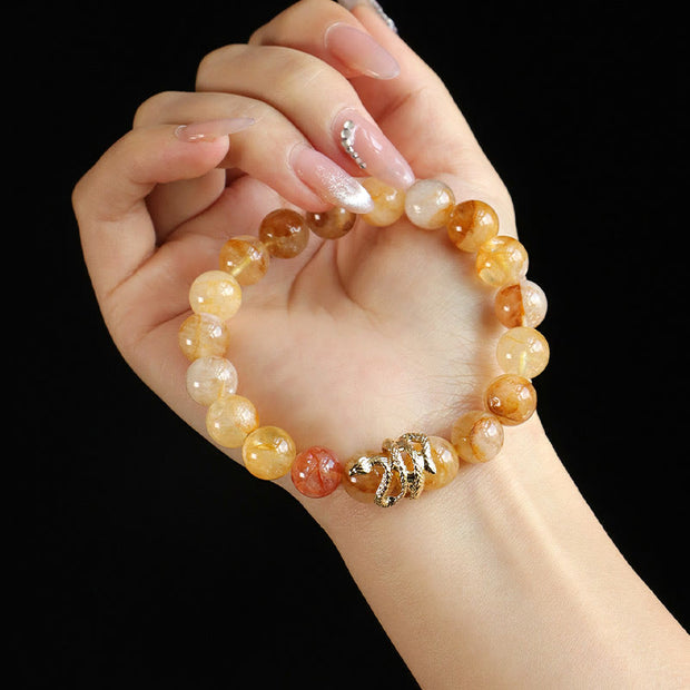 Buddha Stones Various Crystal Rose Quartz Purple Phantom Year Of The Snake Passionate Generosity Bracelet Bracelet BS 11