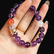 Buddha Stones Various Crystal Rose Quartz Purple Phantom Year Of The Snake Passionate Generosity Bracelet Bracelet BS 15