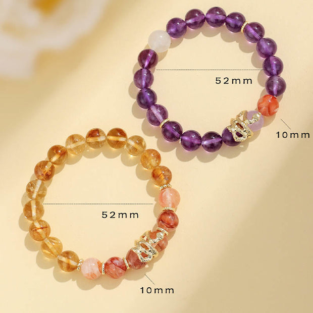 Buddha Stones Various Crystal Rose Quartz Purple Phantom Year Of The Snake Passionate Generosity Bracelet Bracelet BS 22