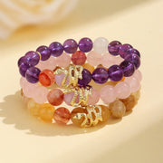 Buddha Stones Various Crystal Rose Quartz Purple Phantom Year Of The Snake Passionate Generosity Bracelet