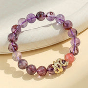 Buddha Stones Various Crystal Rose Quartz Purple Phantom Year Of The Snake Passionate Generosity Bracelet