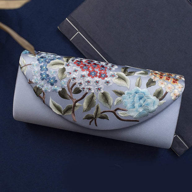 Buddha Stones Hydrangea Su Embroidery Wedding Shopping Wallet Purse Handbag Crossbody Bag Wallet&Handbags BS Light Blue (Hydrangea)24*5.5*11cm