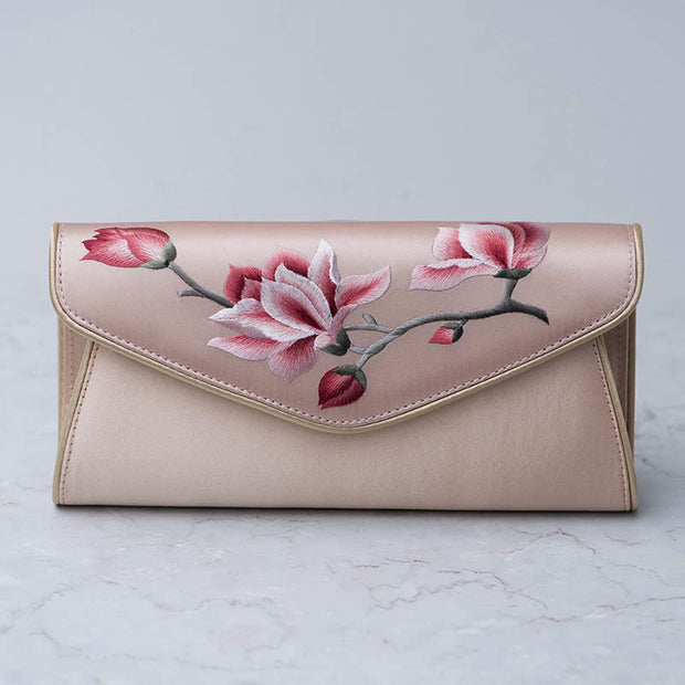 Buddha Stones Magnolia Su Embroidery Wedding Shopping Purse Handbag Crossbody Bag Wallet&Handbags BS Magnolia Pink (Medium) 24*12*5.5cm