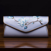 Buddha Stones Magnolia Su Embroidery Wedding Shopping Purse Handbag Crossbody Bag Wallet&Handbags BS Magnolia Light Blue (Large) 28*14*8cm