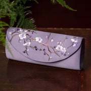 Buddha Stones Plum Bossom Tulip Su Embroidery Wedding Shopping Purse Handbag Crossbody Bag Wallet&Handbags BS Smoky Violet (Plum Blossom) 24*5.5*11cm