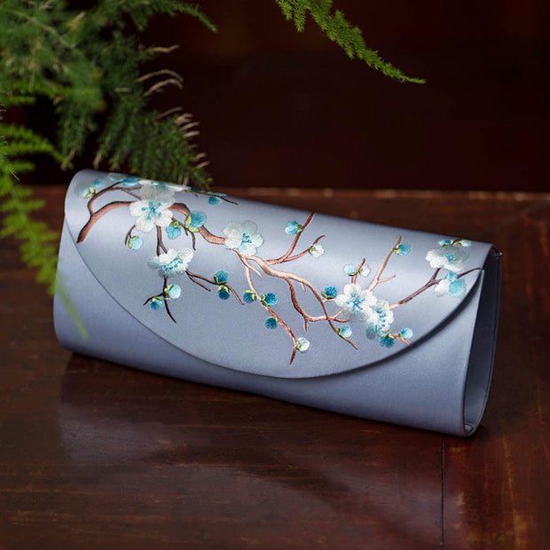 Buddha Stones Plum Bossom Tulip Su Embroidery Wedding Shopping Purse Handbag Crossbody Bag Wallet&Handbags BS Light Blue (Plum Blossom) 24*5.5*11cm