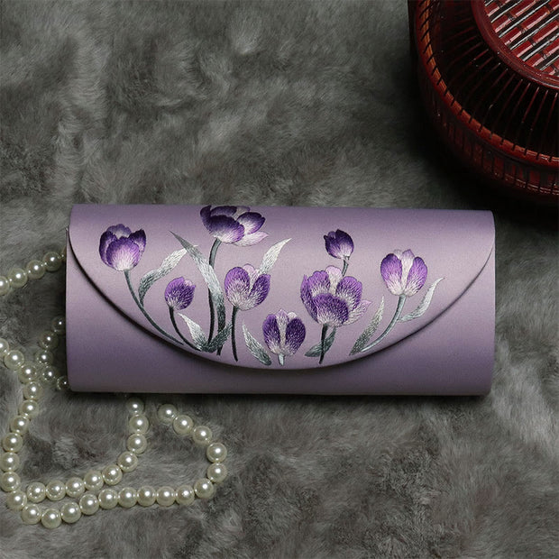 Buddha Stones Tulip Su Embroidery Wedding Shopping Purse Handbag Crossbody Bag Wallet&Handbags BS Smoky Purple (Tulip)24*5.5*11cm