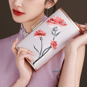 Buddha Stones Carnation Peony Begonia Su Embroidery Wedding Shopping Purse Handbag Crossbody Bag Wallet&Handbags BS Champagne (Red Carnation) 20*11cm