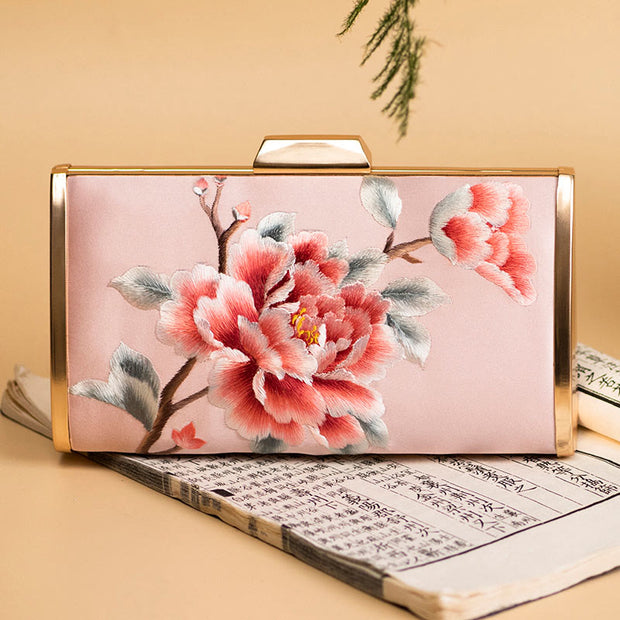 Buddha Stones Carnation Peony Begonia Su Embroidery Wedding Shopping Purse Handbag Crossbody Bag Wallet&Handbags BS Pink (Peony)20*11cm