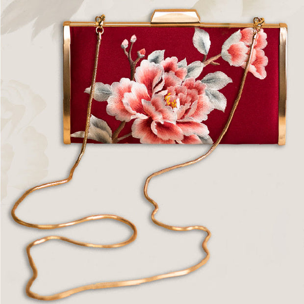 Buddha Stones Carnation Peony Begonia Su Embroidery Wedding Shopping Purse Handbag Crossbody Bag Wallet&Handbags BS 6