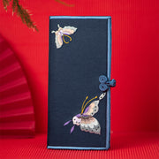 Buddha Stones Butterfly Orchid Su Embroidery Journey Shopping Purse Handbag Wallet&Handbags BS Navy Blue (Butterfly) 20*10cm