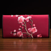 Buddha Stones Plum Bossom Su Embroidery Journey Shopping Long Purse Handbag Wallet&Handbags BS Red (20*10cm)