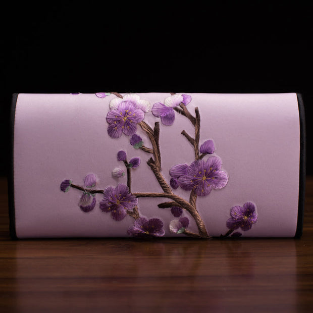 Buddha Stones Plum Bossom Su Embroidery Journey Shopping Long Purse Handbag Wallet&Handbags BS Light Purple (20*10cm)