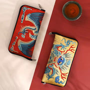 Buddha Stones Mythical Beast Phoenix Dragon Qilin Su Embroidery Ticket Folder Storage Journey Shopping Purse Handbag