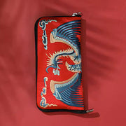 Buddha Stones Mythical Beast Phoenix Dragon Qilin Su Embroidery Ticket Folder Storage Journey Shopping Purse Handbag Wallet&Handbags BS 3