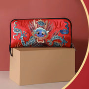 Buddha Stones Mythical Beast Phoenix Dragon Qilin Su Embroidery Ticket Folder Storage Journey Shopping Purse Handbag