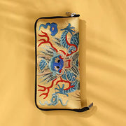 Buddha Stones Mythical Beast Phoenix Dragon Qilin Su Embroidery Ticket Folder Storage Journey Shopping Purse Handbag Wallet&Handbags BS 17