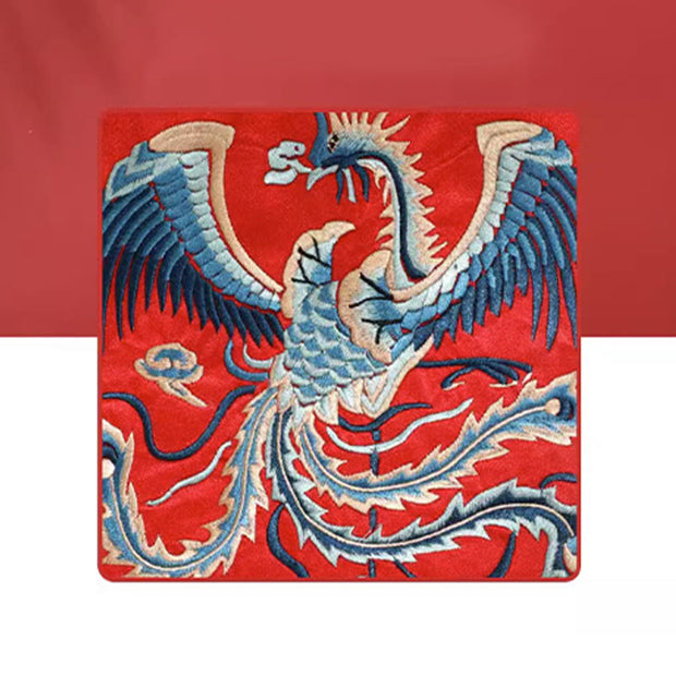 Buddha Stones Mythical Beast Phoenix Dragon Qilin Su Embroidery Ticket Folder Storage Journey Shopping Purse Handbag Wallet&Handbags BS 9