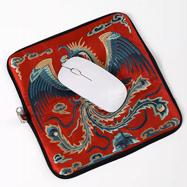 Buddha Stones Mythical Beast Phoenix Dragon Qilin Su Embroidery Ticket Folder Storage Journey Shopping Purse Handbag