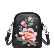 Buddha Stones Lotus Su Embroidery Journey Shopping Purse Shoulder Bag Crossbody Bag Crossbody Bag&Shoulder Bag BS Black (15*7*18cm)