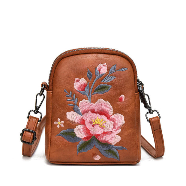 Buddha Stones Lotus Su Embroidery Journey Shopping Purse Shoulder Bag Crossbody Bag