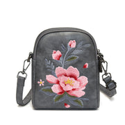 Buddha Stones Lotus Su Embroidery Journey Shopping Purse Shoulder Bag Crossbody Bag Crossbody Bag&Shoulder Bag BS Gray (15*7*18cm)