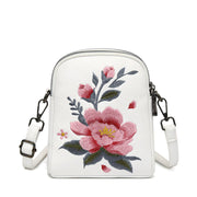 Buddha Stones Lotus Su Embroidery Journey Shopping Purse Shoulder Bag Crossbody Bag Crossbody Bag&Shoulder Bag BS White (15*7*18cm)