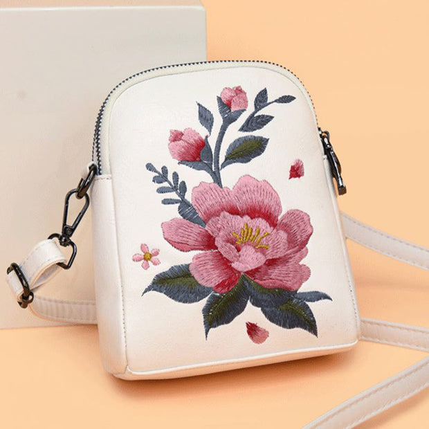 Buddha Stones Lotus Su Embroidery Journey Shopping Purse Shoulder Bag Crossbody Bag Crossbody Bag&Shoulder Bag BS 8