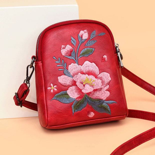 Buddha Stones Lotus Su Embroidery Journey Shopping Purse Shoulder Bag Crossbody Bag Crossbody Bag&Shoulder Bag BS 21