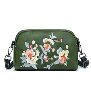 Buddha Stones Peony Pomegranate Flowers Su Embroidery Journey Shopping Purse Shoulder Bag Crossbody Bag Crossbody Bag&Shoulder Bag BS Green (Pomegranate) 15*7*18cm