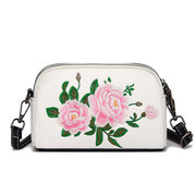 Buddha Stones Peony Pomegranate Flowers Su Embroidery Journey Shopping Purse Shoulder Bag Crossbody Bag Crossbody Bag&Shoulder Bag BS White (Peony) 15*7*18cm