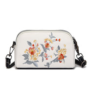 Buddha Stones Peony Pomegranate Flowers Su Embroidery Journey Shopping Purse Shoulder Bag Crossbody Bag Crossbody Bag&Shoulder Bag BS White (Pomegranate) 15*7*18cm