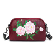 Buddha Stones Peony Pomegranate Flowers Su Embroidery Journey Shopping Purse Shoulder Bag Crossbody Bag Crossbody Bag&Shoulder Bag BS Red (Peony) 15*7*18cm