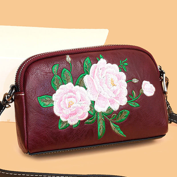 Buddha Stones Peony Pomegranate Flowers Su Embroidery Journey Shopping Purse Shoulder Bag Crossbody Bag Crossbody Bag&Shoulder Bag BS 25