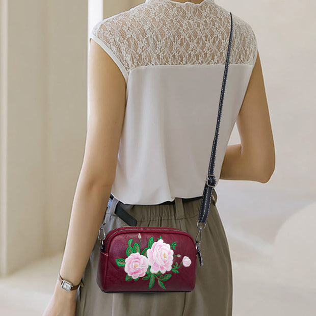 Buddha Stones Peony Pomegranate Flowers Su Embroidery Journey Shopping Purse Shoulder Bag Crossbody Bag Crossbody Bag&Shoulder Bag BS 26