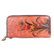 Buddha Stones Retro Orchid Printed Leather Bag Journey Shopping Purse Handbag Wallet&Handbags BS 3