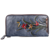 Buddha Stones Retro Orchid Printed Leather Bag Journey Shopping Purse Handbag Wallet&Handbags BS 10