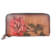 Buddha Stones Retro Rose Printed Leather Bag Journey Shopping Purse Handbag